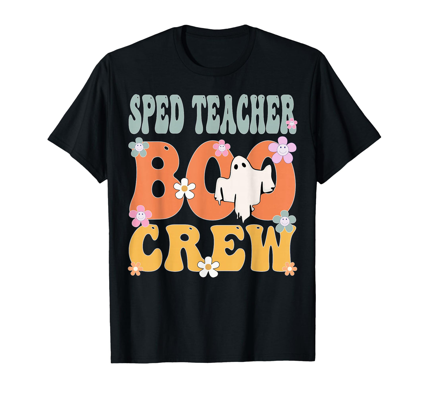 Sped Teacher Boo Crew Ghost Retro Groovy Halloween For Women T-Shirt