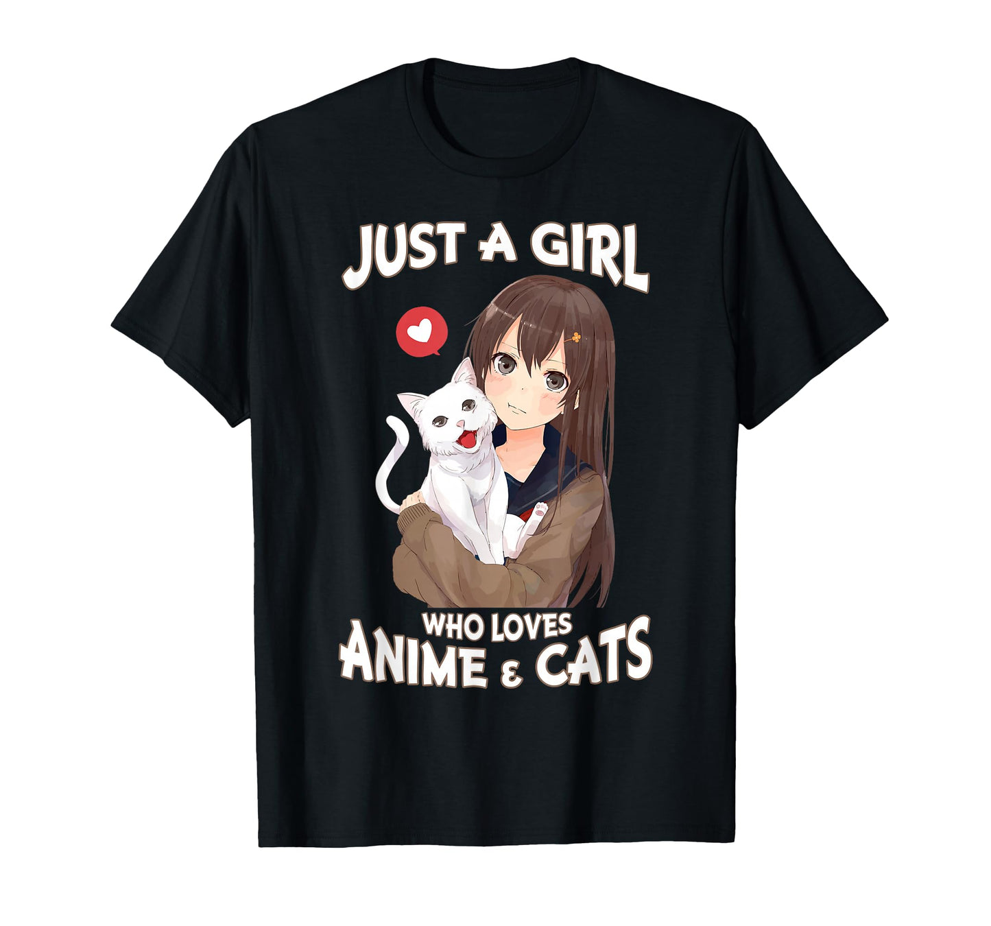 Just A Girl Who Loves Anime & Cats for Teen Girls T-Shirt Small