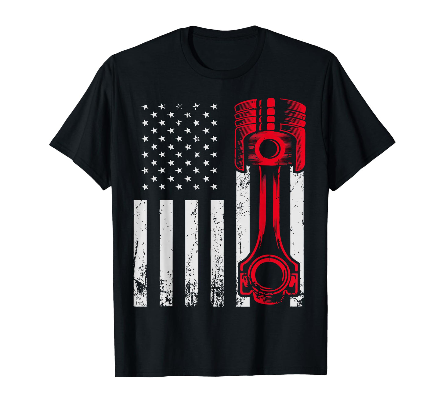 Car Mechanic US Flag Auto Engine Patriotic Garage Guy T-Shirt