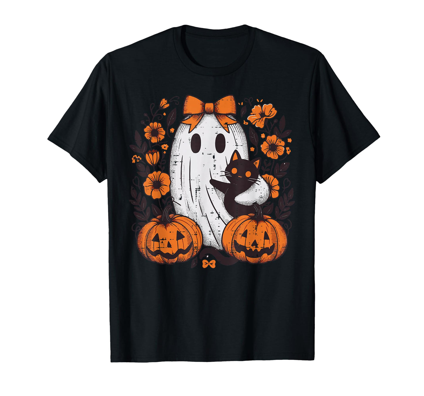 Halloween Ghost Black Cat Fall Season Women Girl Kid Toddler T-Shirt