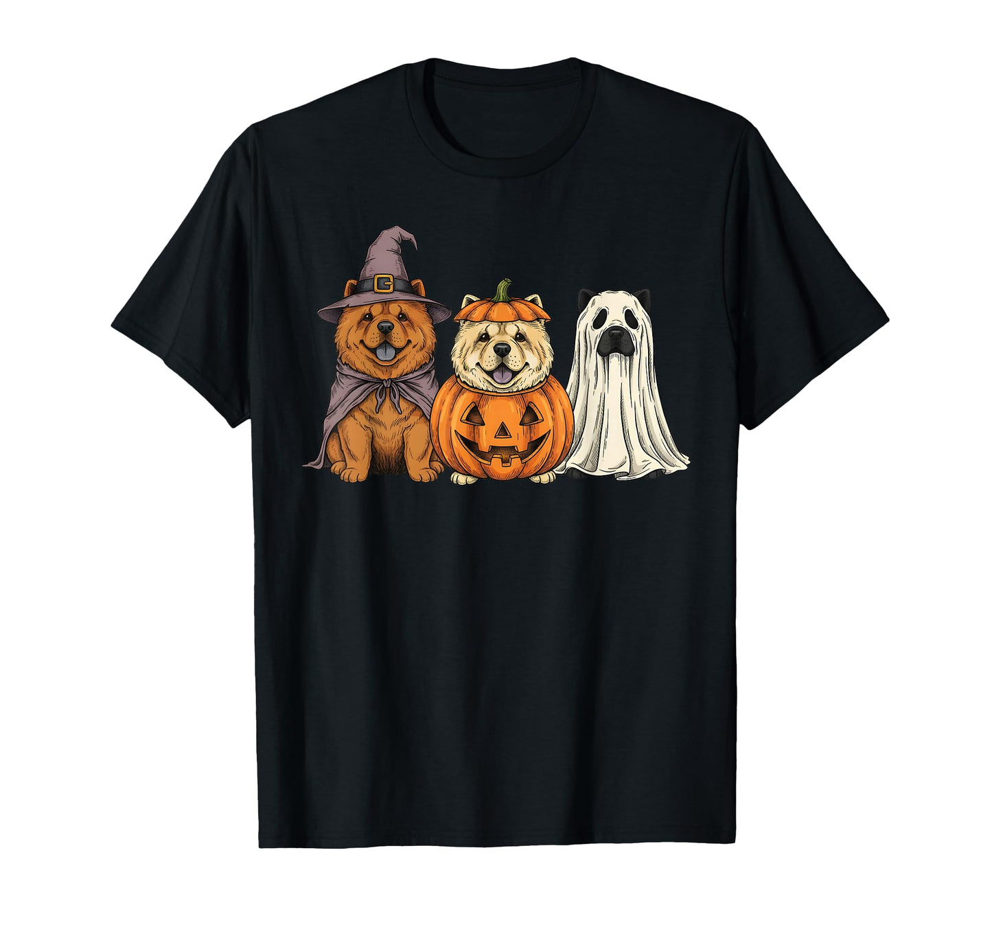 Spooky Ghost Chow Chow Pumpkin Halloween Dog Lover T-Shirt
