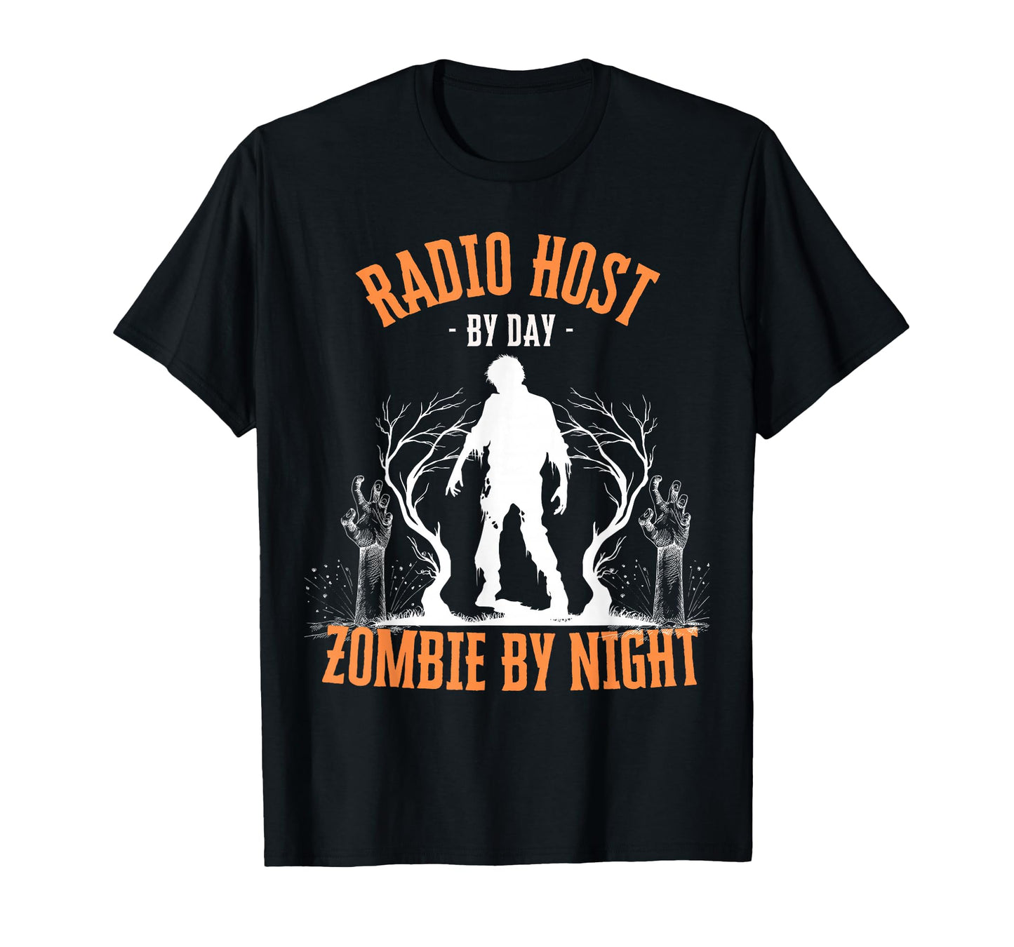 Radio Host by Day Zombie by Night Funny Halloween Creepy T-Shirt