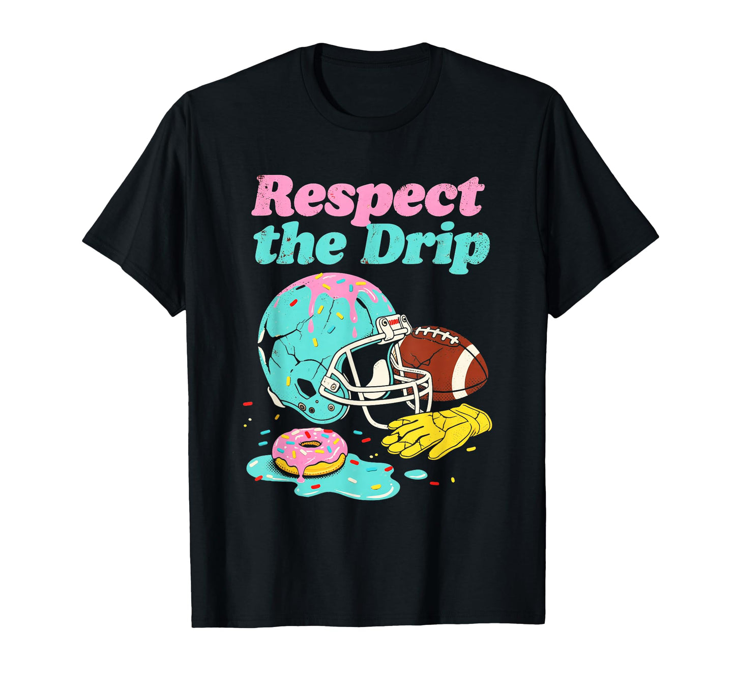 Respect The Drip Football Ice Cream Drip Boys Youth Kids T-Shirt