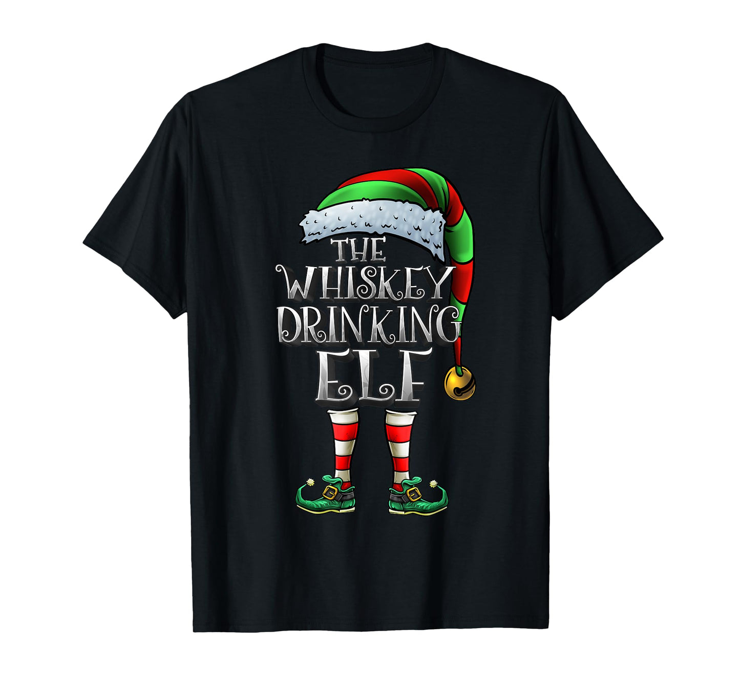 Whiskey Drinking Elf Shirt Matching Family Whiskey Christmas T-Shirt