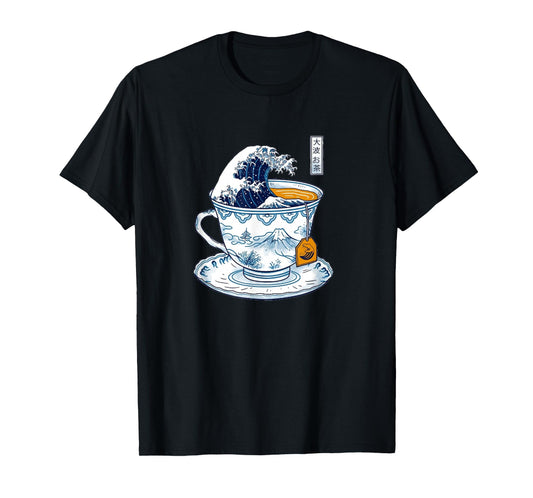 Kanagawa Tea Japanese The great wave T shirt T-Shirt