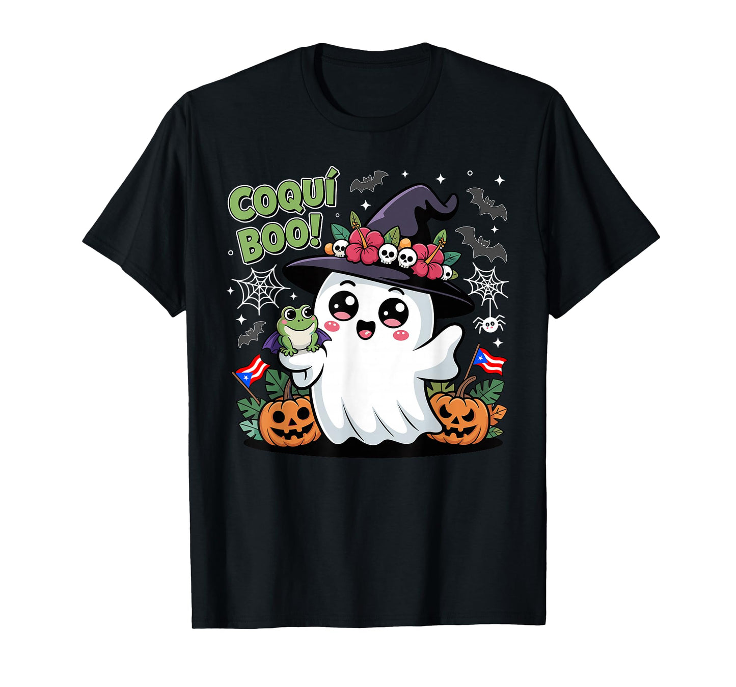 Coquí Boo Puerto Rico Funny Halloween Boricua Ghost Costume T-Shirt