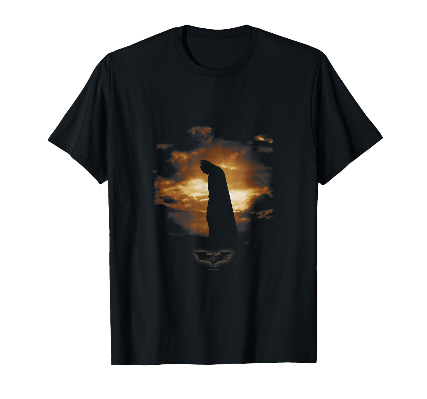 Batman Begins Distressed Bat Sunset Silhouette Poster T-Shirt