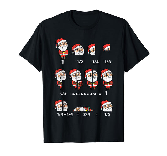 Christmas Santa Fraction Funny Xmas Math Teacher Men Women T-Shirt