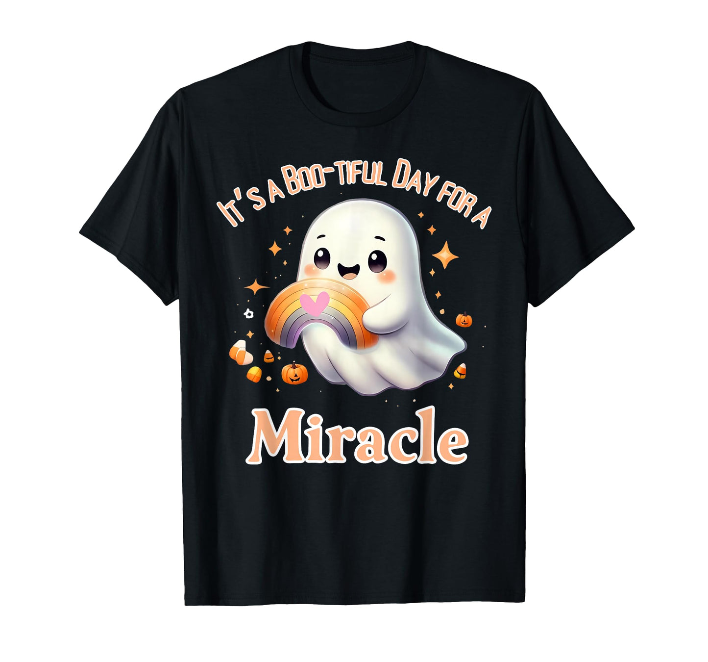 It's A Boo-Tiful Day for A Miracle Cute Ghost Halloween IVF T-Shirt