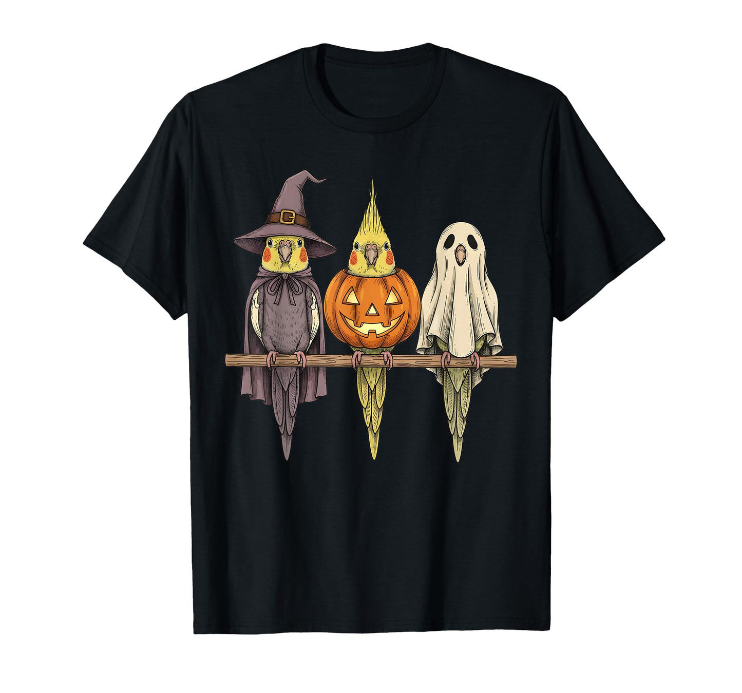 Spooky Ghost Cockatiel Parrot Lover Pumpkin Halloween T-Shirt