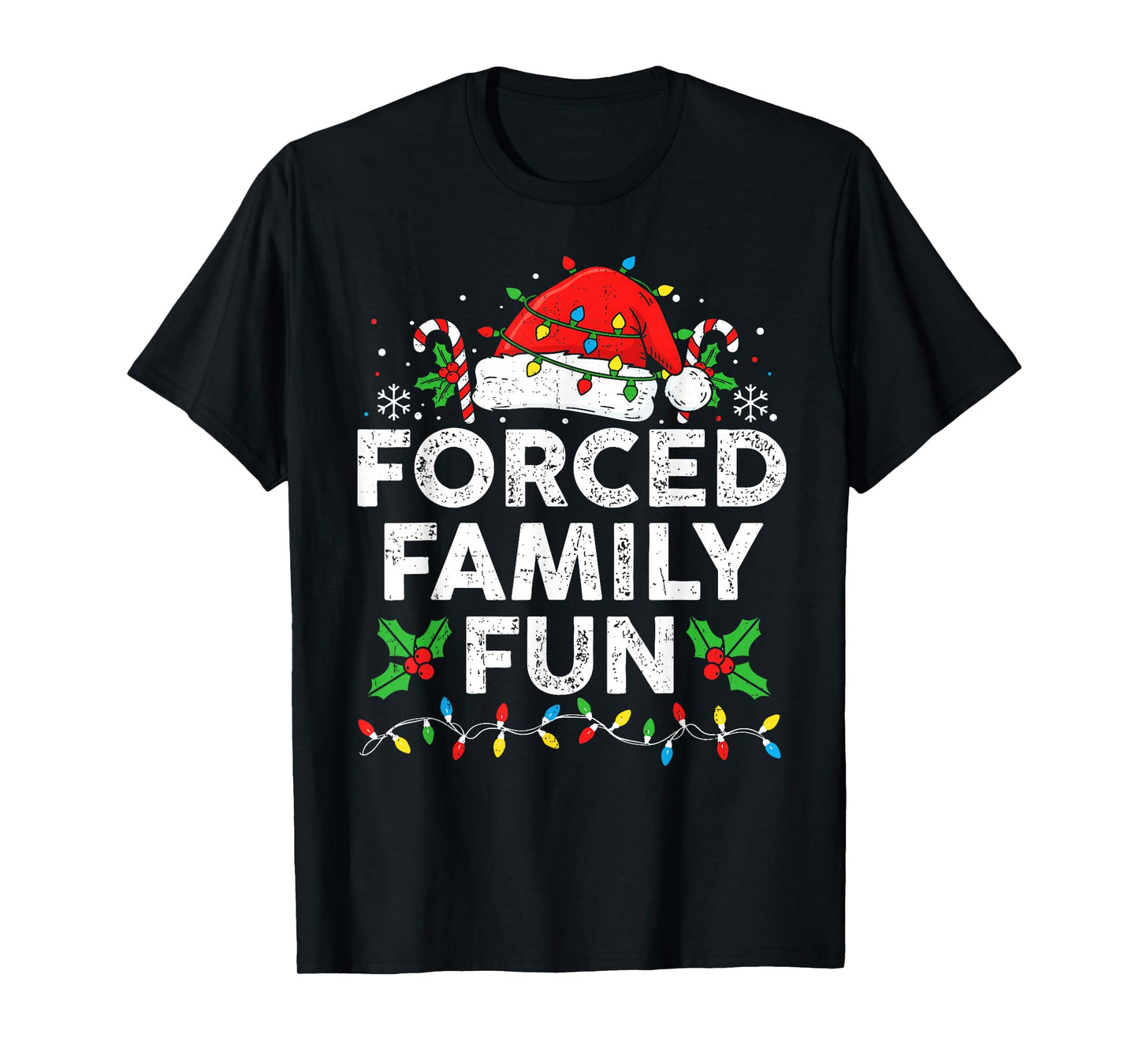 Funny Forced Family Christmas Shirt Funny Xmas Men Women T-Shirt