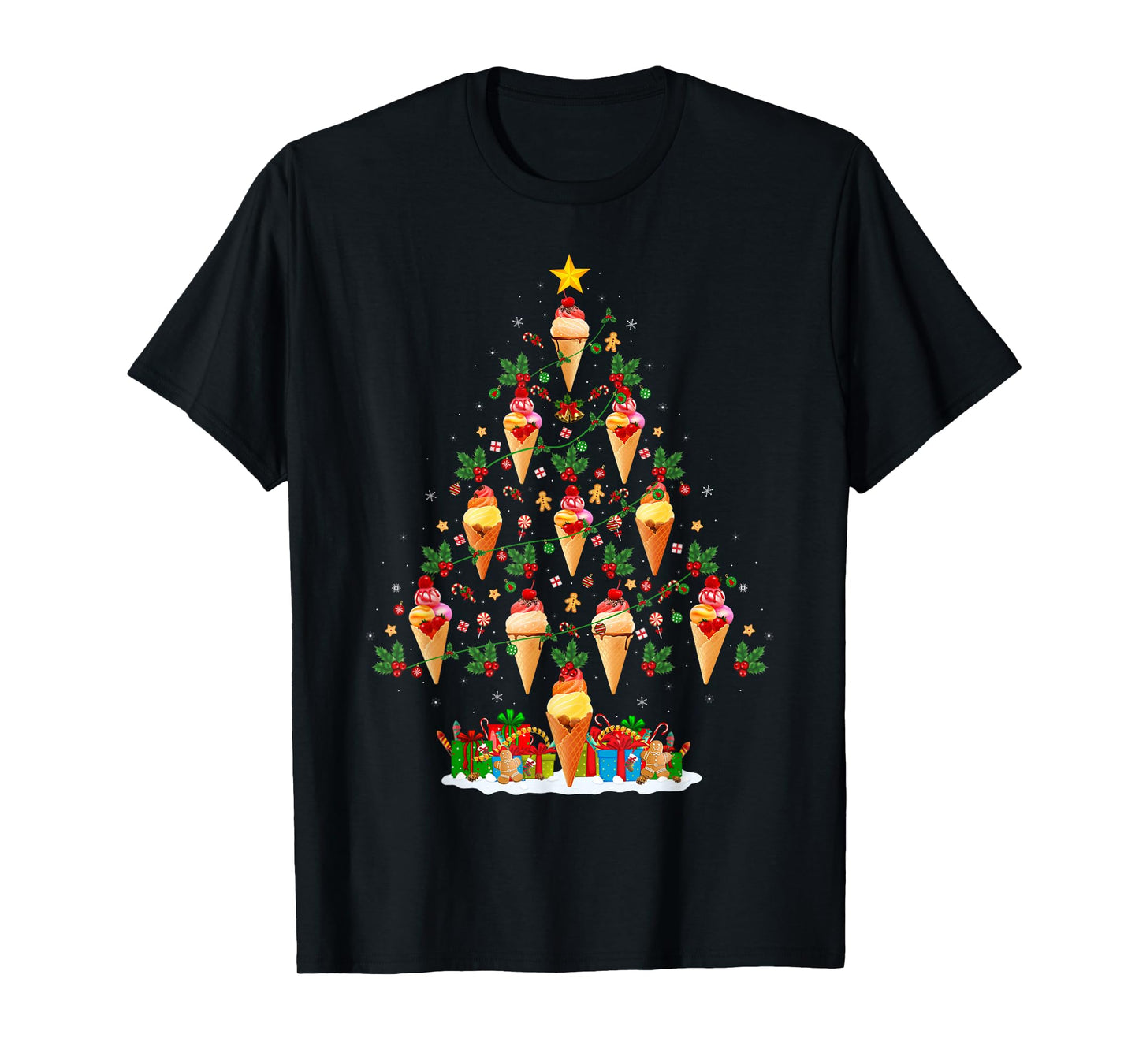 Ice Cream Cone Christmas Tree Funny Ice Cream Lover Xmas T-Shirt