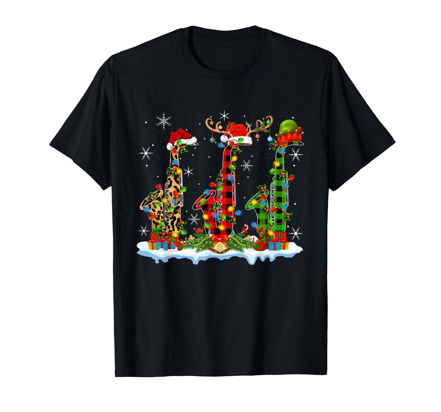 Saxophone Christmas Lights Marching Band Saxophone Jazz Xmas T-Shirt