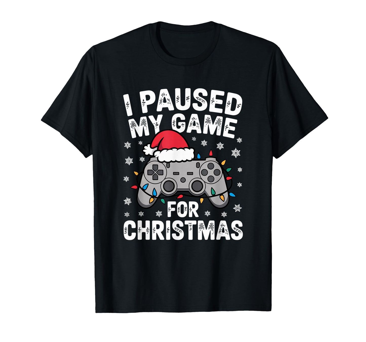 Paused My Game Christmas Gamer Xmas Men Boys Kids Youth Teen T-Shirt