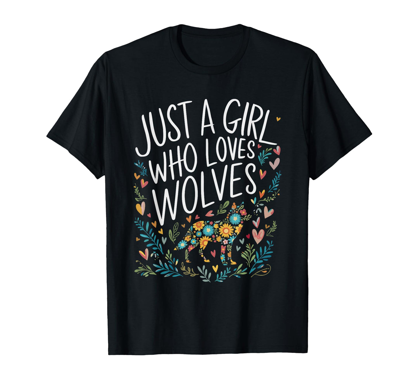 Cute Just A Girl Who Loves Wolves Men Women Girls T-Shirt