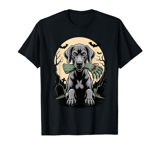 Halloween Moon Zombie Hand Weimaraner Weimaraners T-Shirt