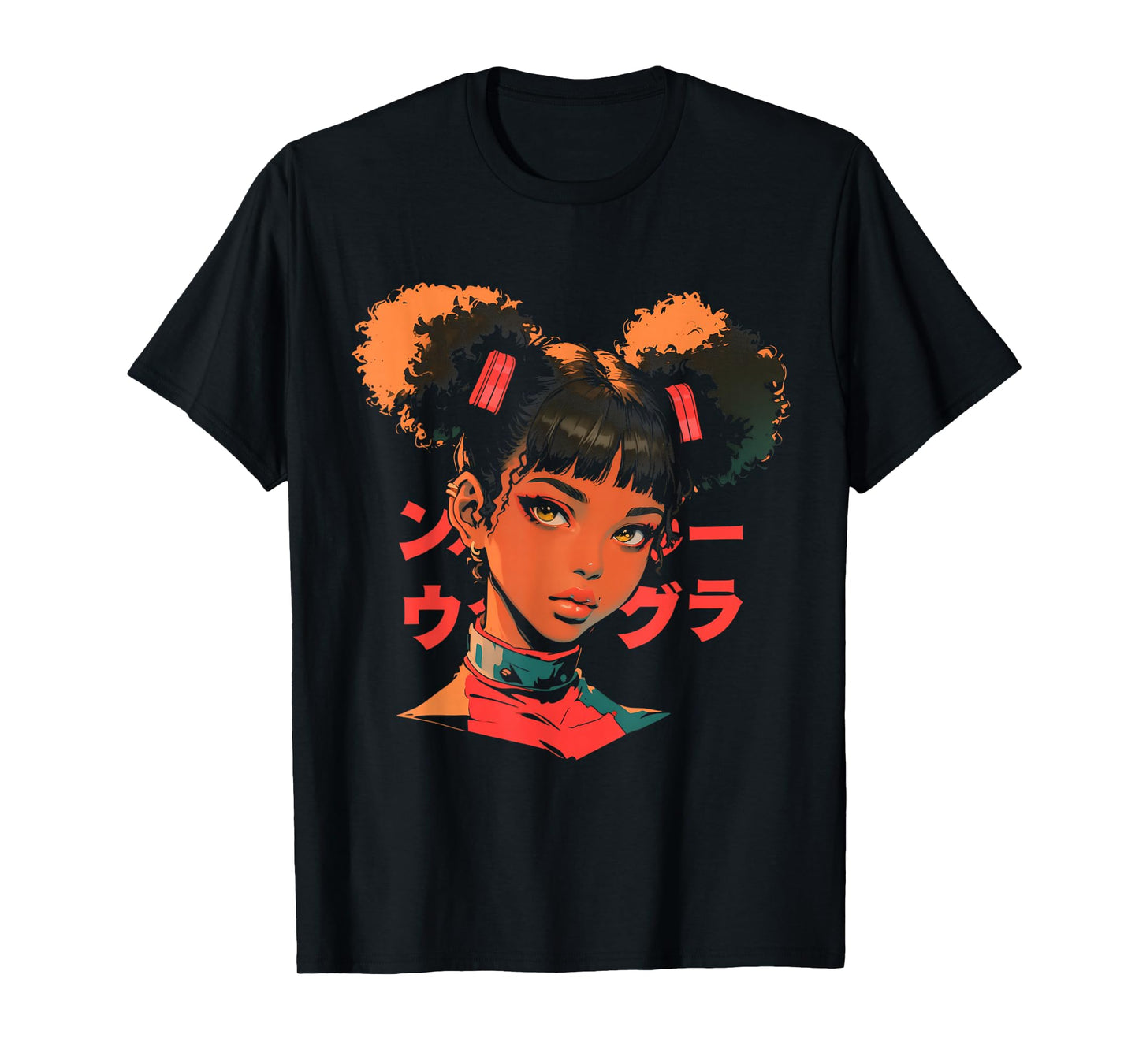 Harajuku Cyberpunk Black Girl Anime Manga Waifu Japanese T-Shirt