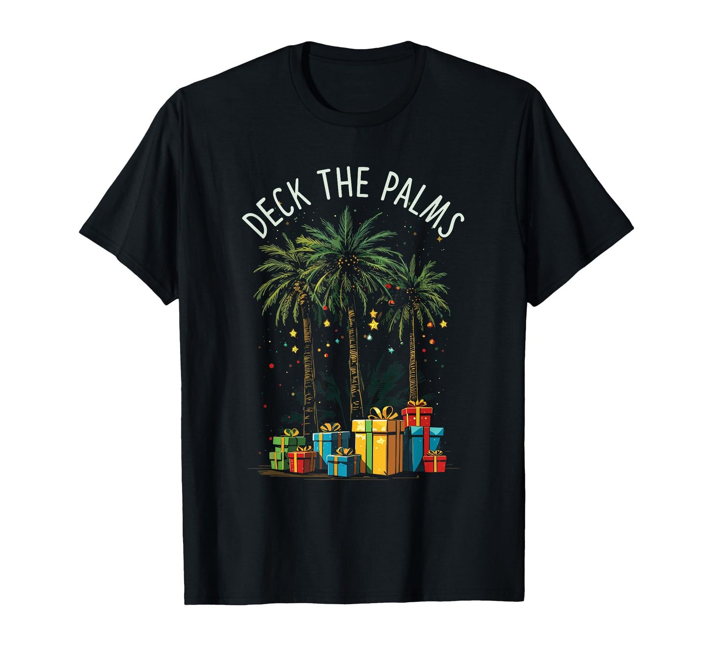 Deck The Palms Tropical Tropical Christmas Palm Tree Lights T-Shirt
