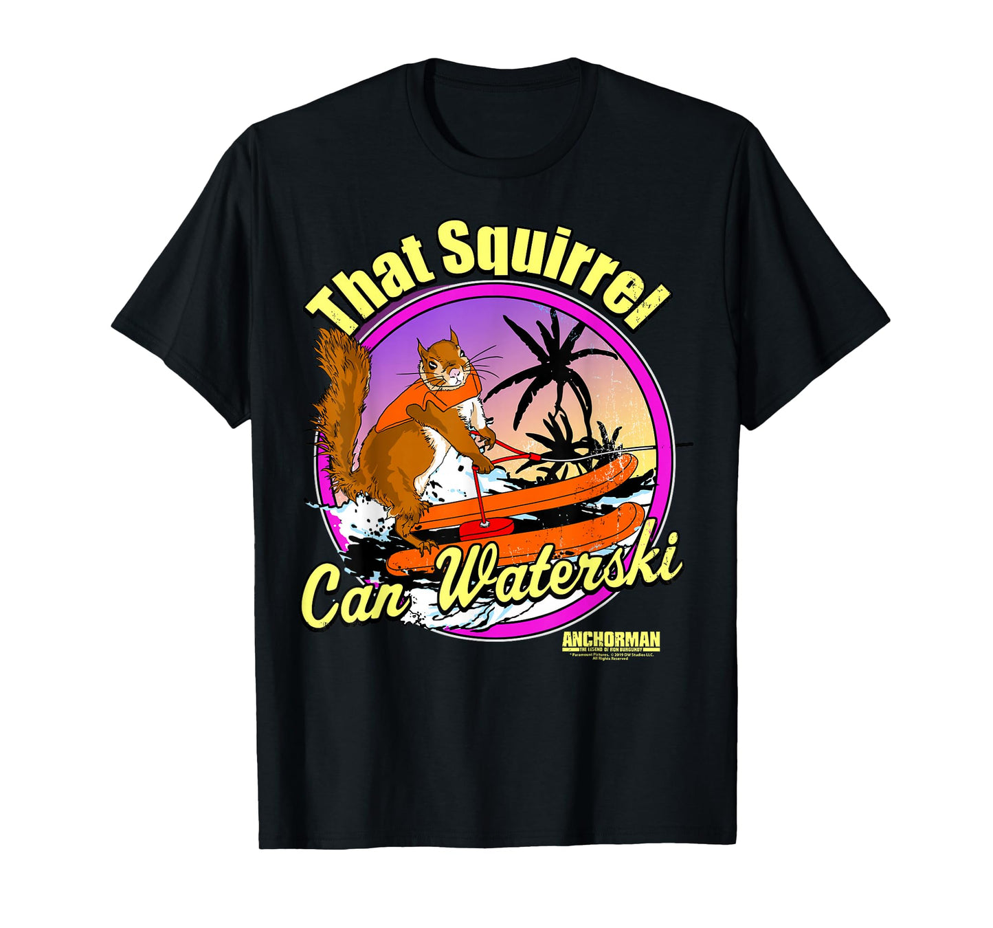 Anchorman That Squirrel Can Waterski Purple Circle T-Shirt