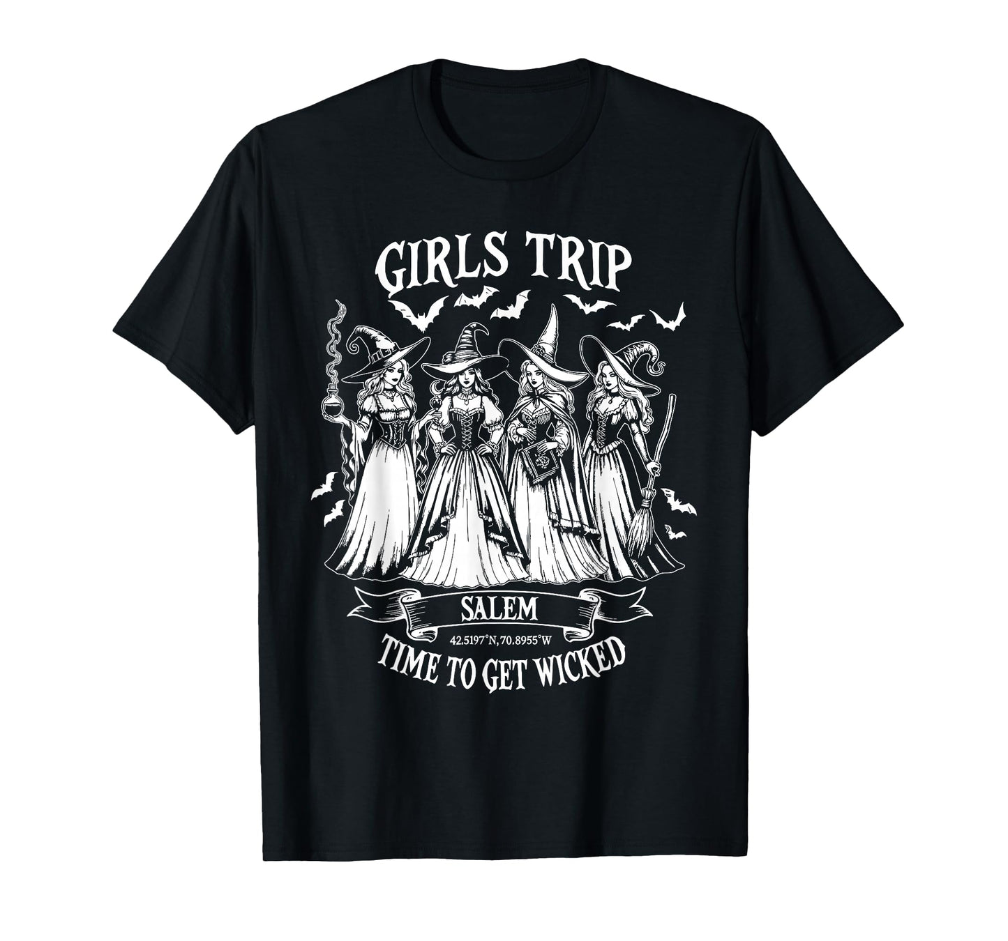 Girls Trip Salem Halloween Witch Salem Massachusetts Womens T-Shirt