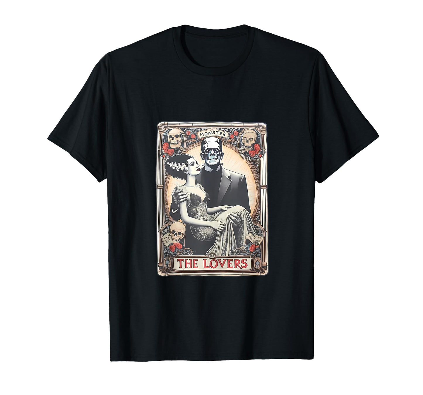Retro Halloween Frankenstein Lovers Tarot Card Halloween Tank Top