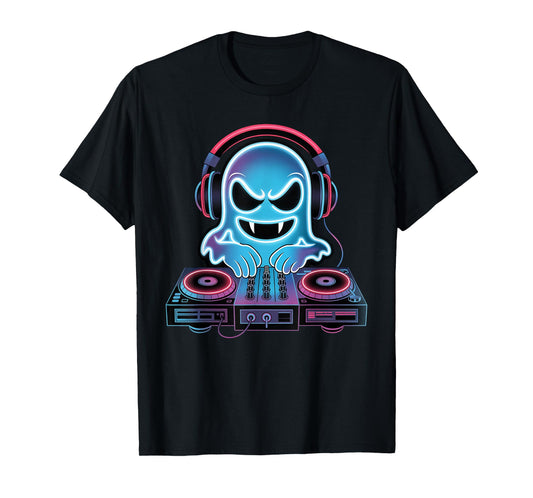 House Music Ghost DJ Optical Illusion Edm Halloween Rave DJ T-Shirt