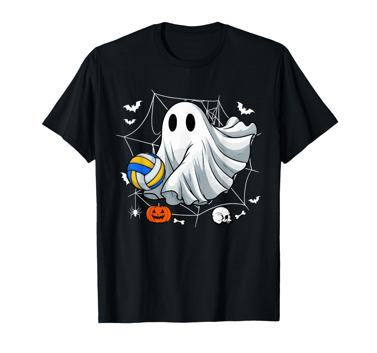 Boo Ghost Costume Halloween Playing Volleyball Player Team T-Shirt