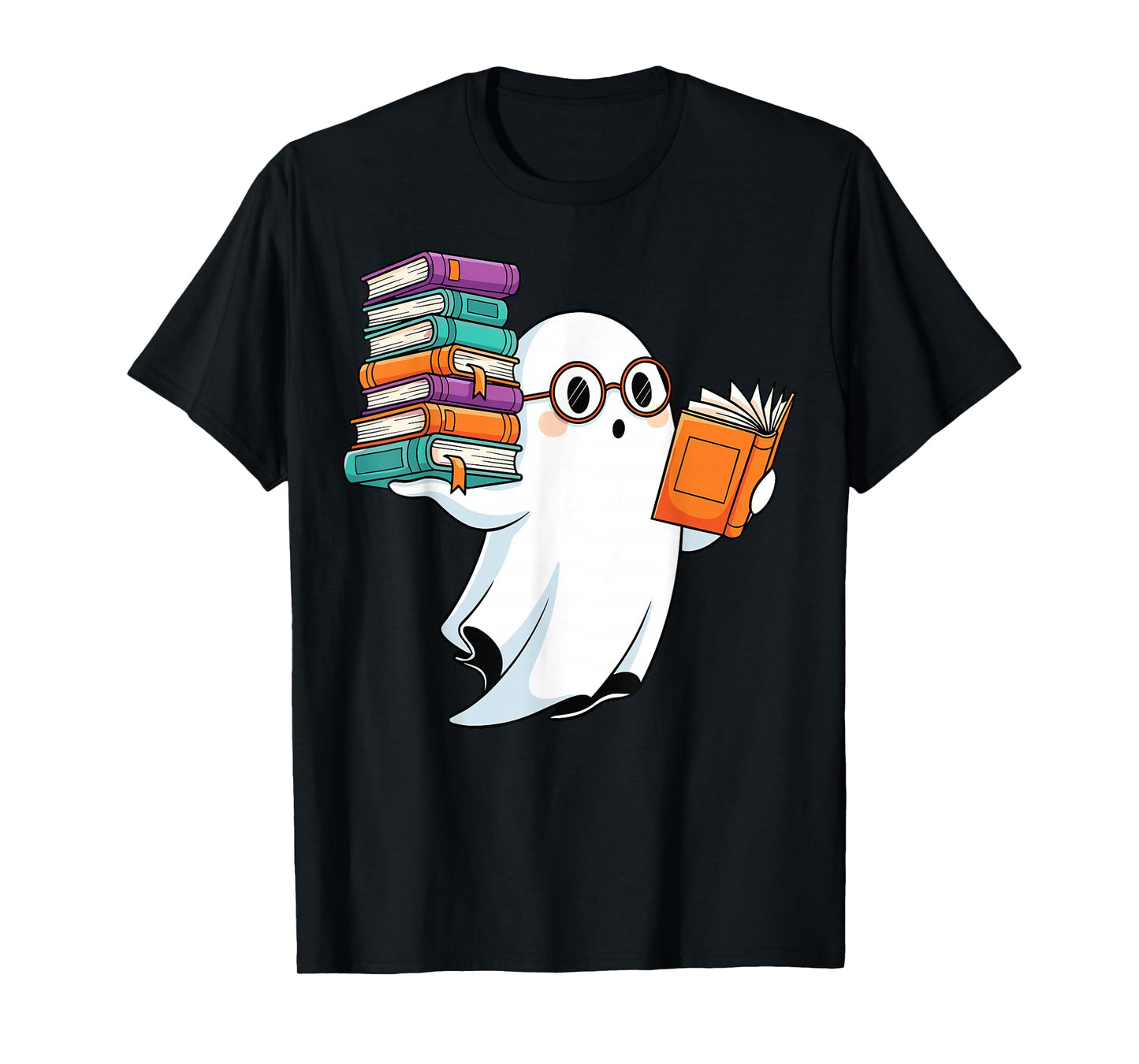 Ghost Reading Books Halloween Library T-Shirt