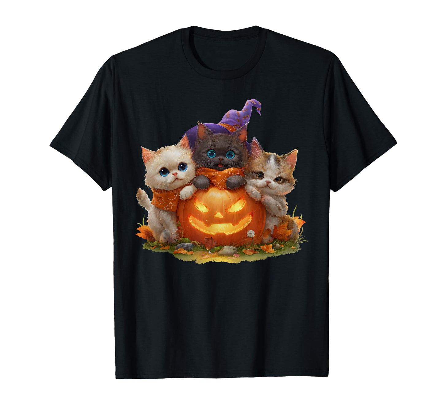 Vintage Kittens Pumpkin Cute Cat Spooky Season Halloween T-Shirt