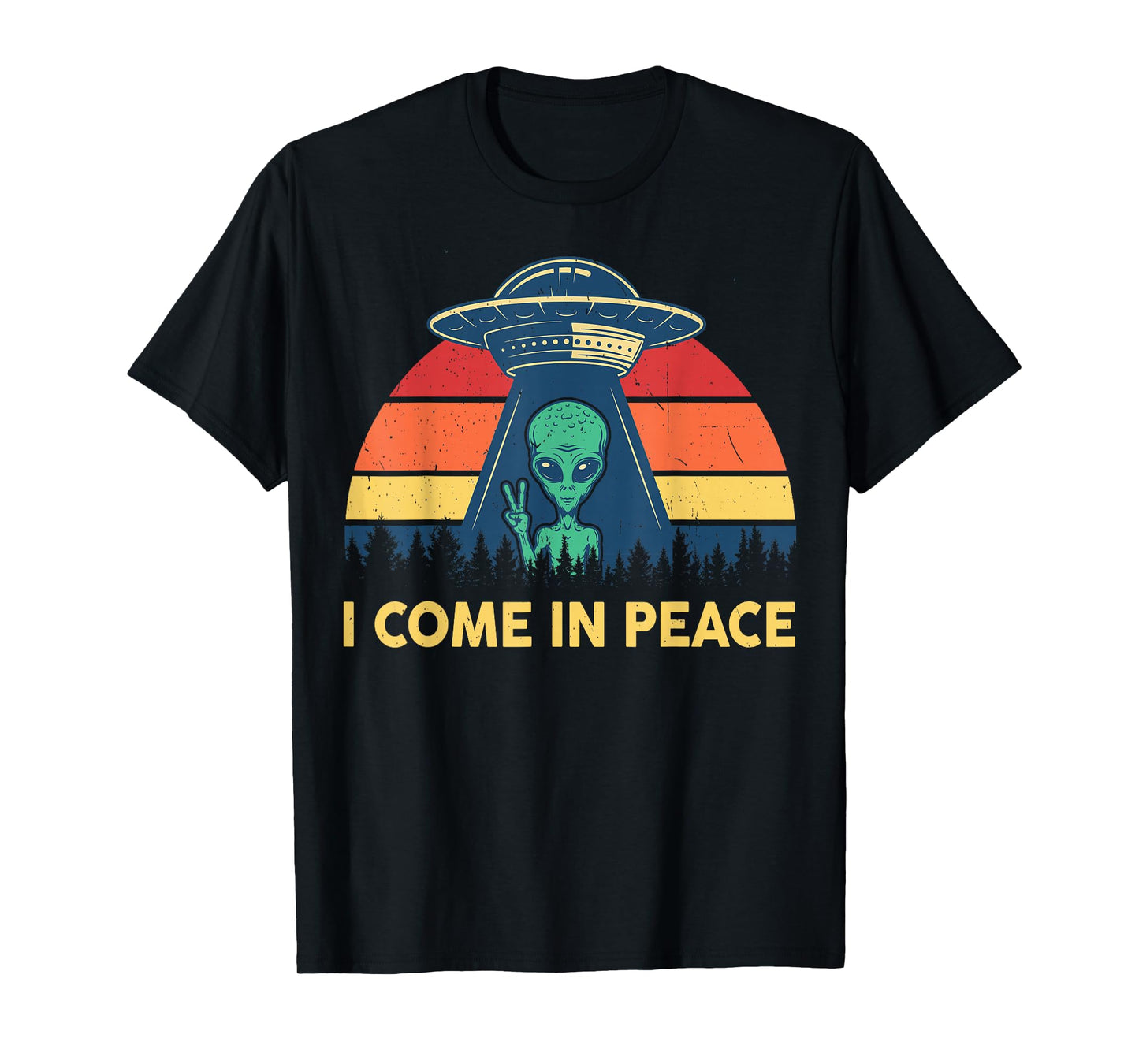 I Come In Peace Retro UFO Abduction Kid Men Women Cute Alien T-Shirt