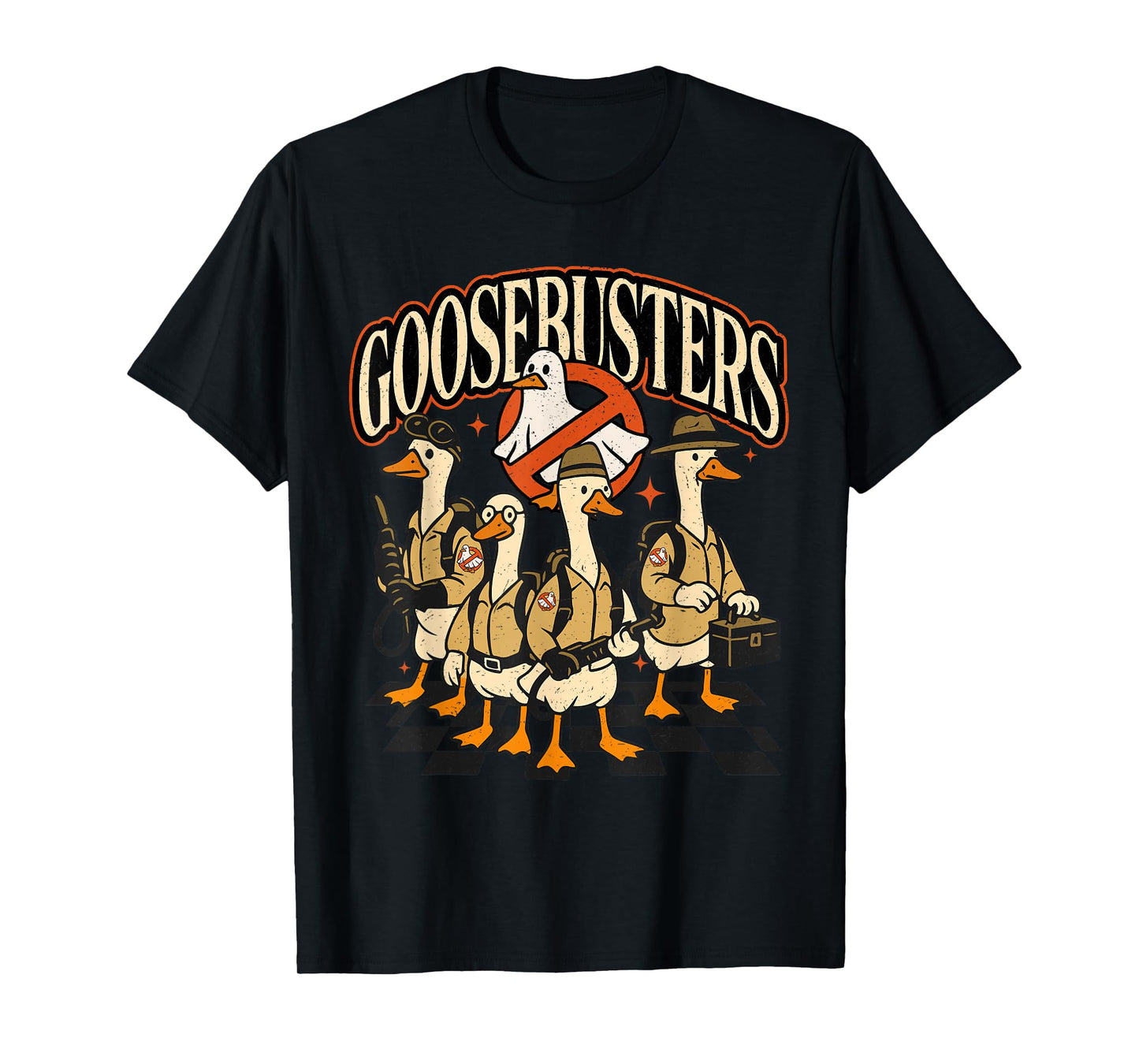Retro Funny Silly Goosebusters Ducks Ghost Spooky Halloween T-Shirt