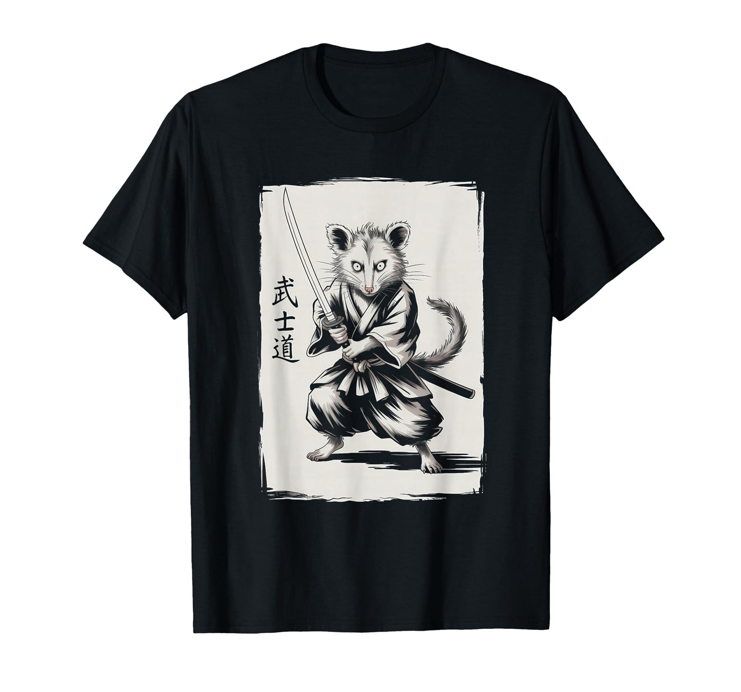 Samurai Opossum Shirt Japanese Culture Art Cool Anime Gifts T-Shirt