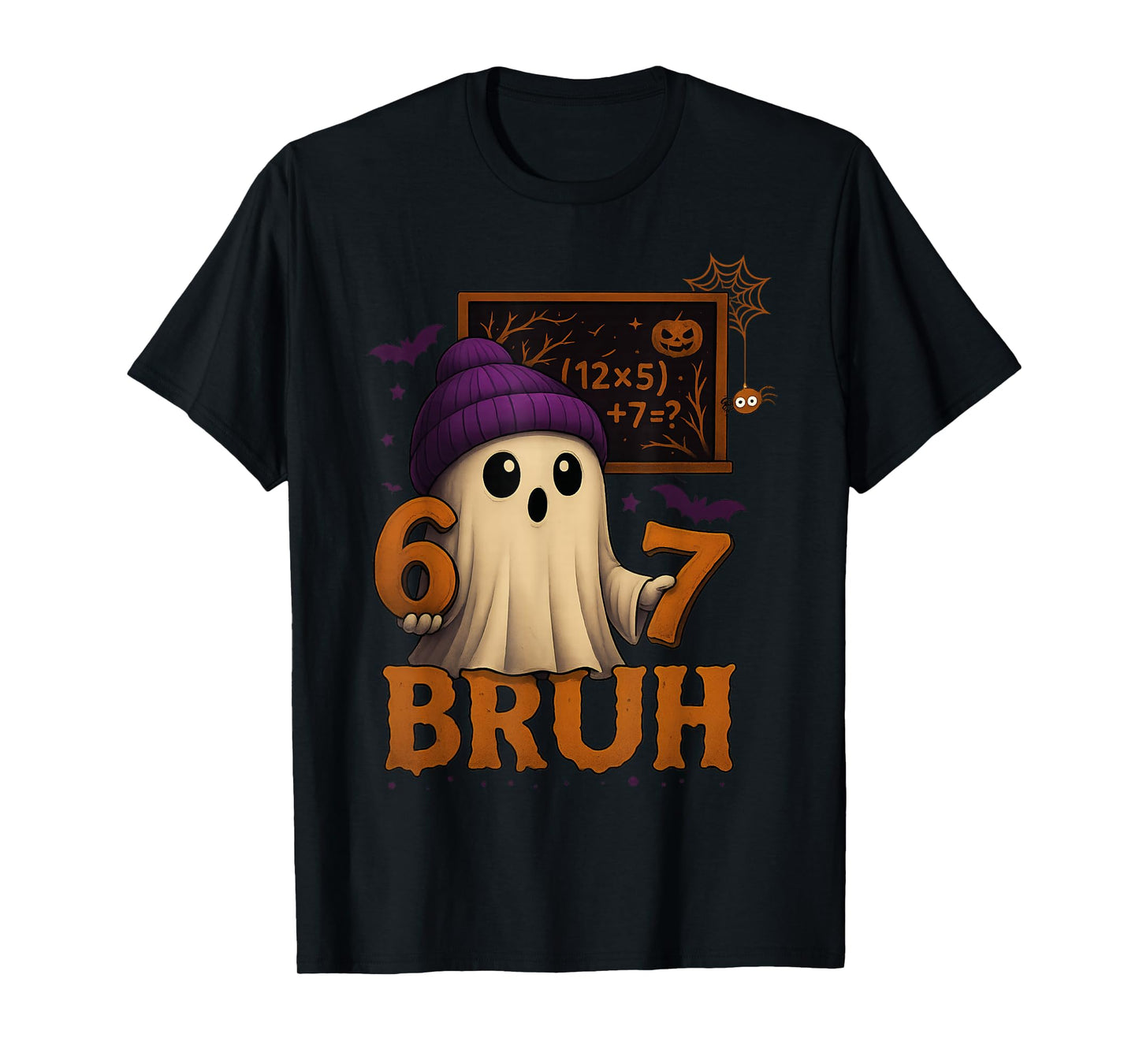 Funny Math Ghost 67 Bruh Halloween Meme Teacher Equation T-Shirt