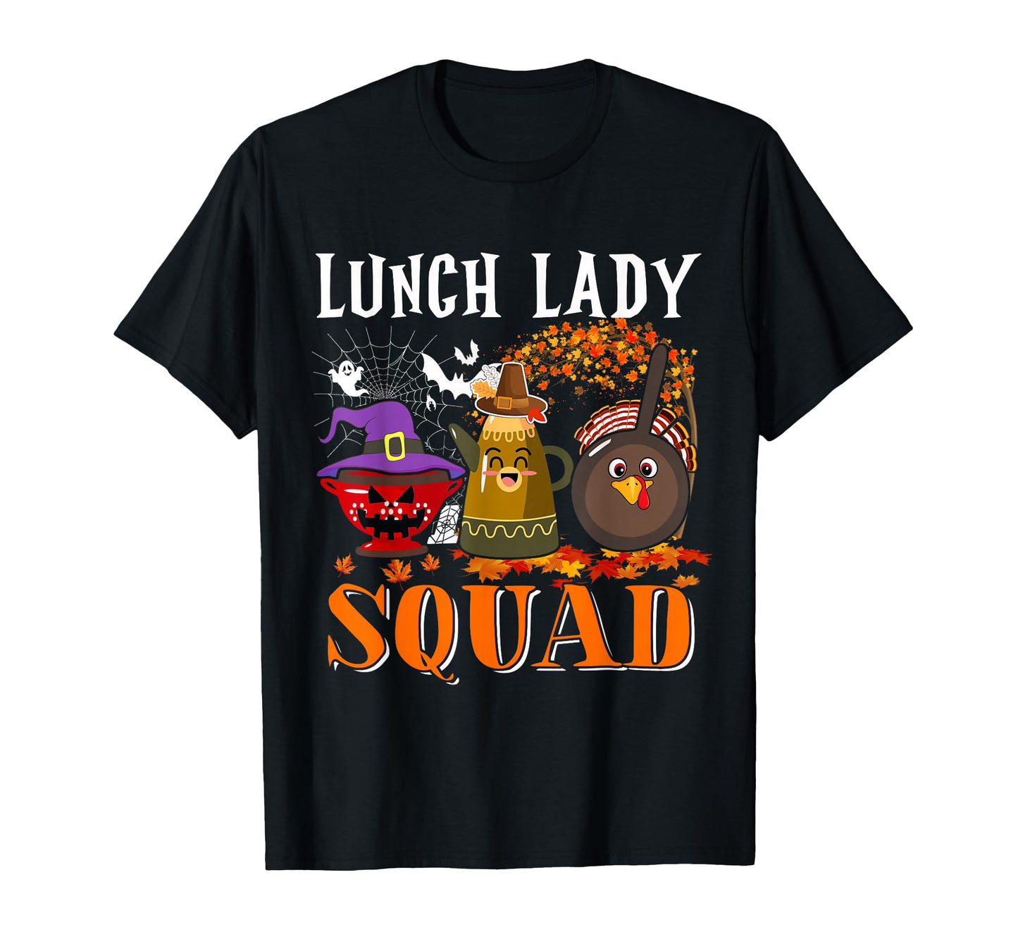 Lunch Lady Squad Thanksgiving Halloween Fall Tre Boo Ghosts T-Shirt