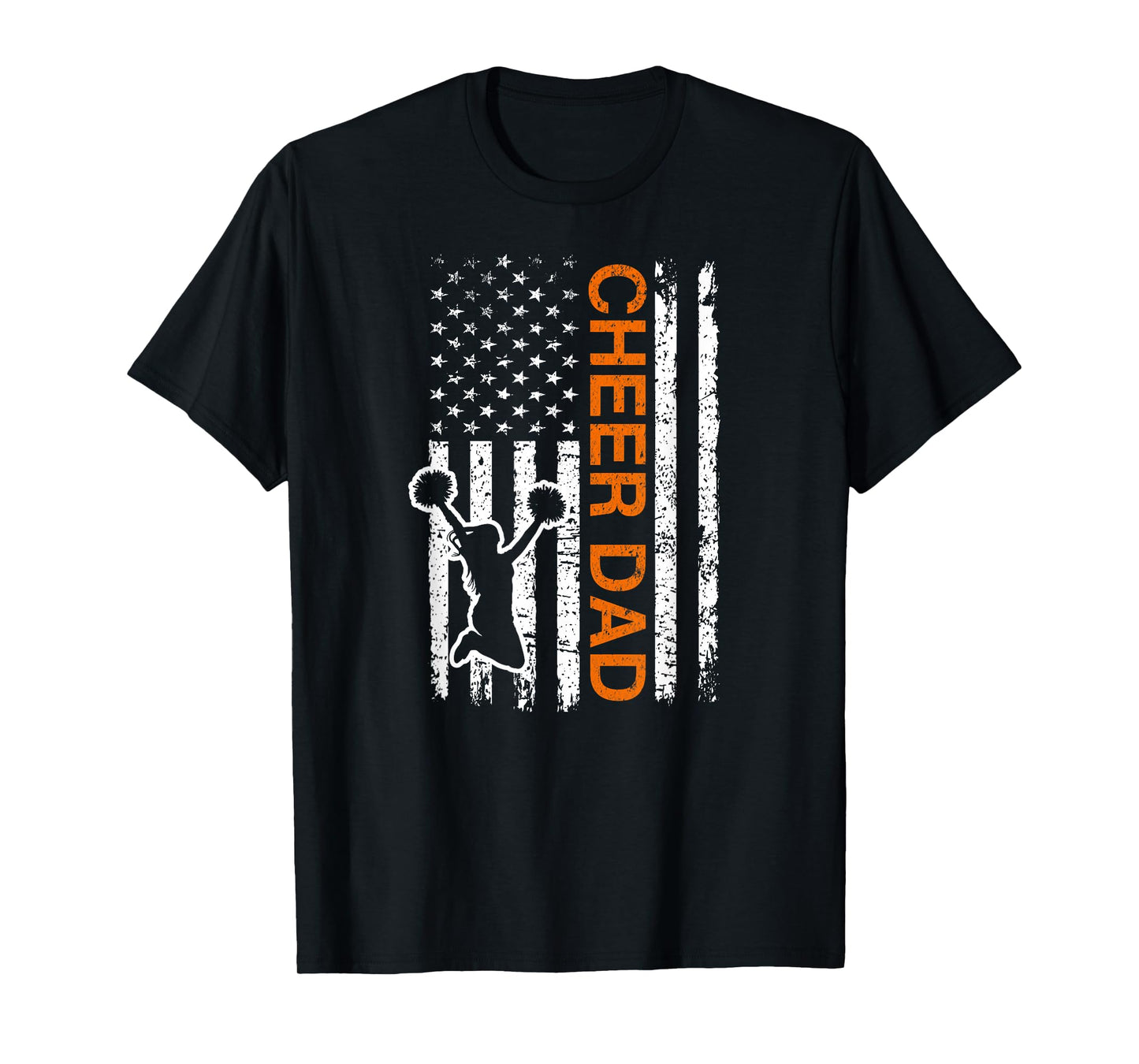Cheer Dad Flag Orange Cheerleading T-Shirt