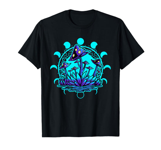 Dark Cottagecore Mushroom Moon Phase Goblincore Aesthetic T-Shirt