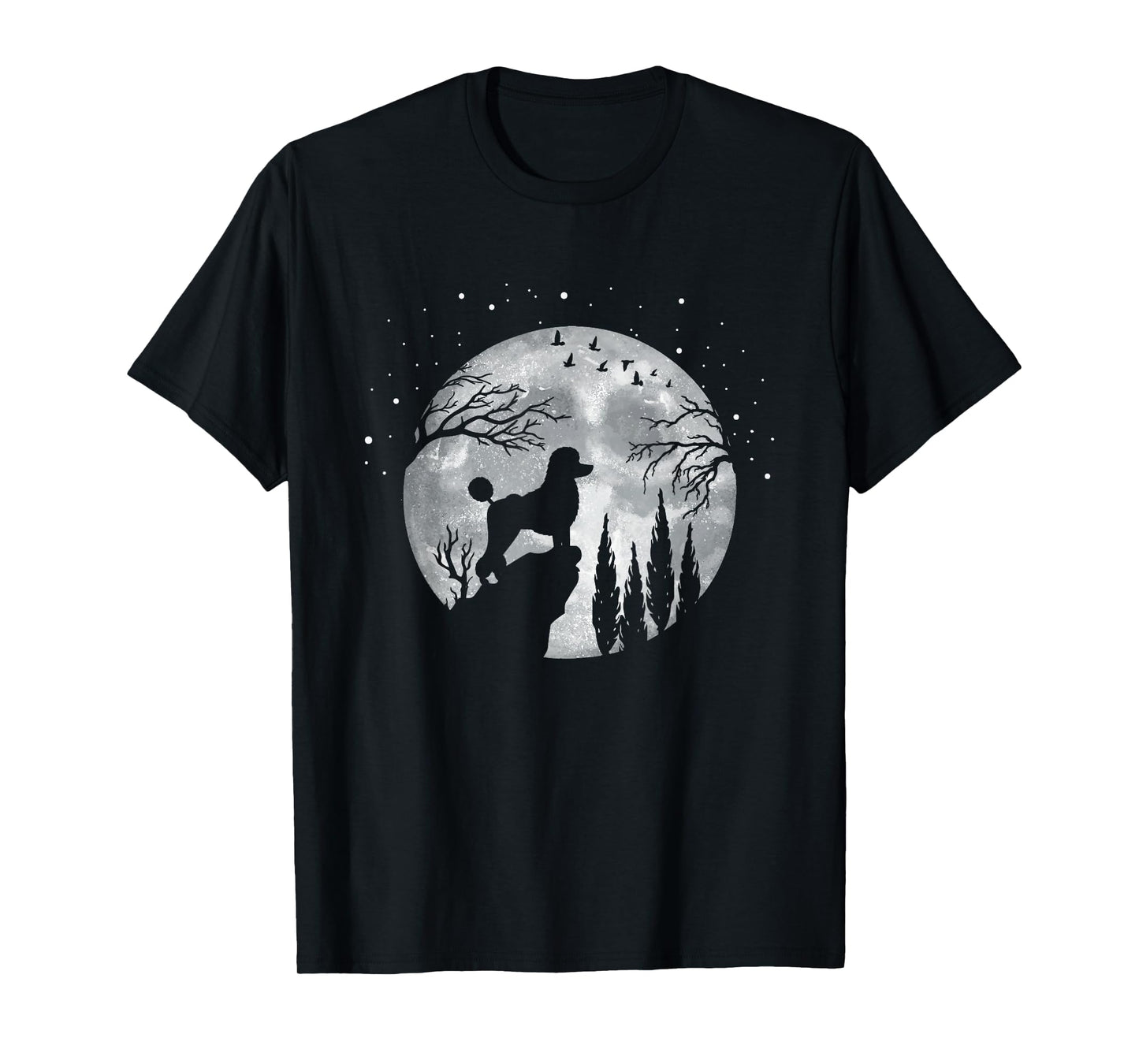 Poodle Pet Dog Fan Full Moon At Night - Poodles Poodle T-Shirt
