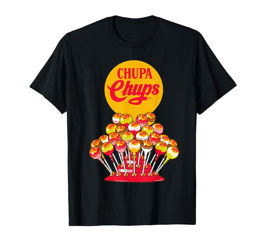 CHUPA CHUPS Retro Candy Brand T-Shirt - Men's Adult Unisex Black Short Sleeve Crew Neck Classic Fit Small
