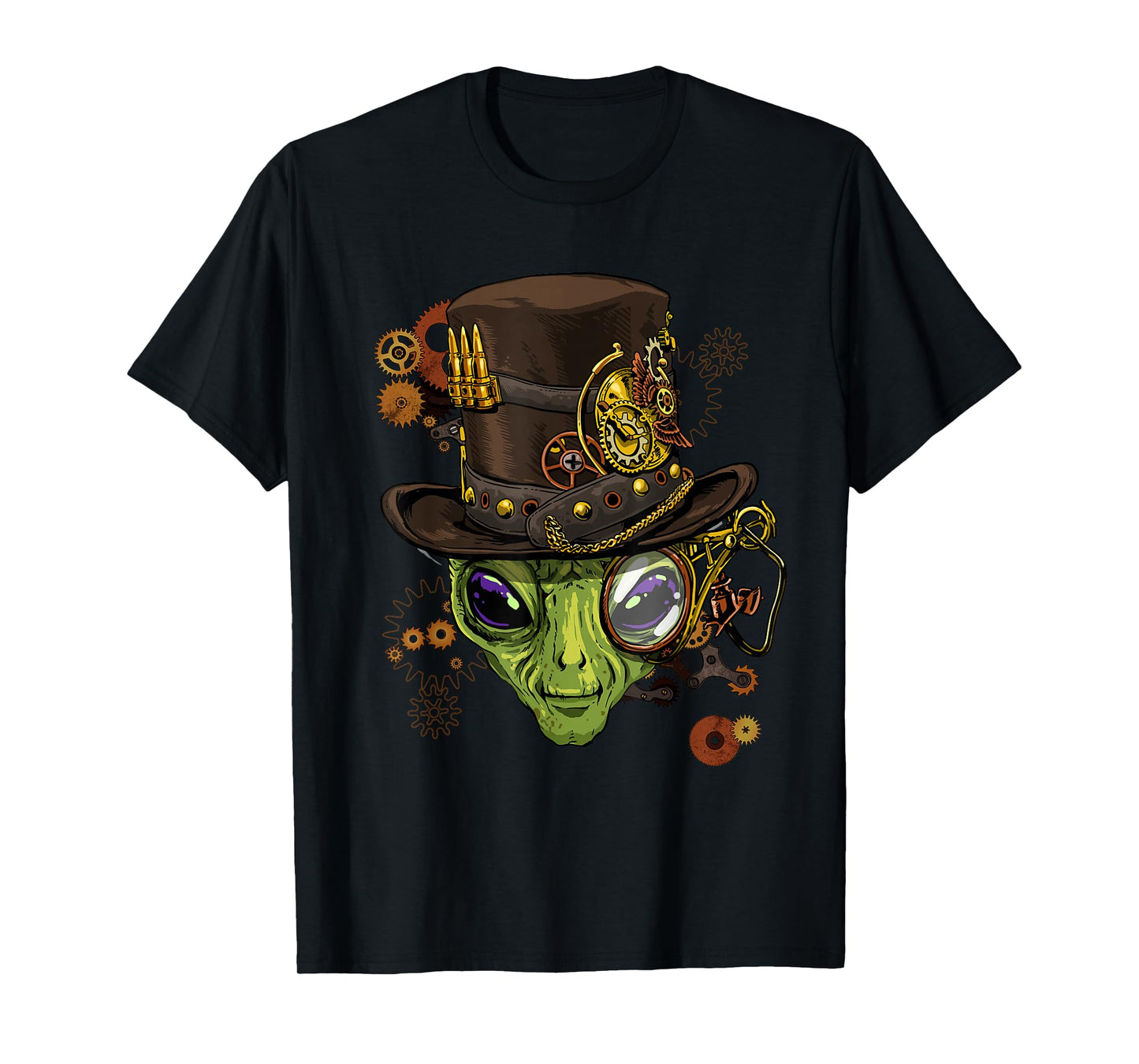 Alien Shirt Victorian Steampunk Gears UFO Ancient Alien Head T-Shirt