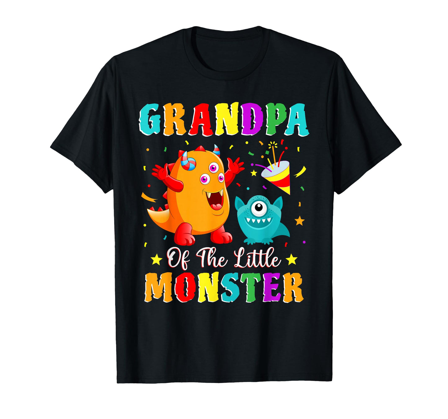 Grandpa Of The Little Monster Family Matching Birthday Party T-Shirt