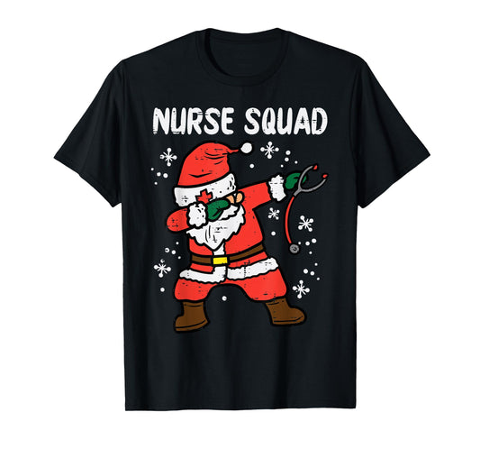 Santa Dab Nurse Squad Christmas Xmas Scrub RN Medical Women T-Shirt