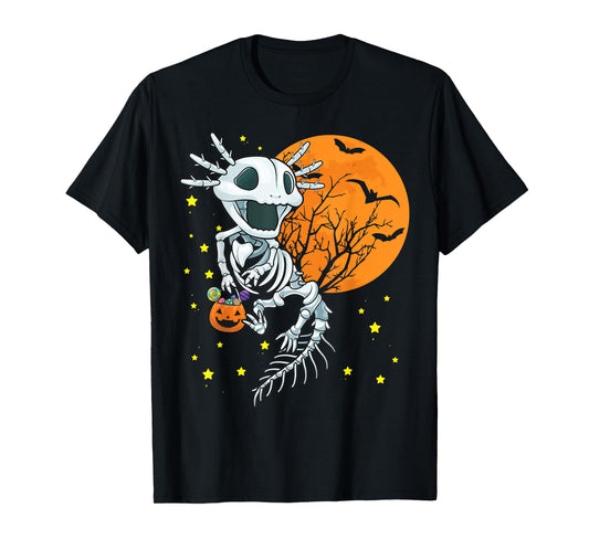Axolotl Shirt - Axolotl Halloween Costume Skeleton Pumpkin T-Shirt