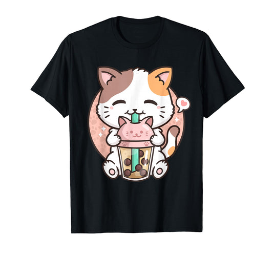 Boba Tea Cat Bubble Tea Cat Milk Tea Kawaii Anime Cat T-Shirt