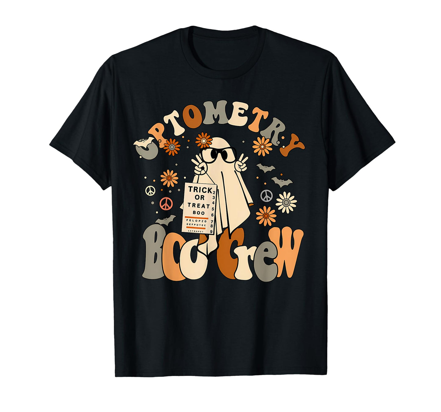 Spooky Optometry Boo Crew Ghost Halloween Eye Doctor T-Shirt