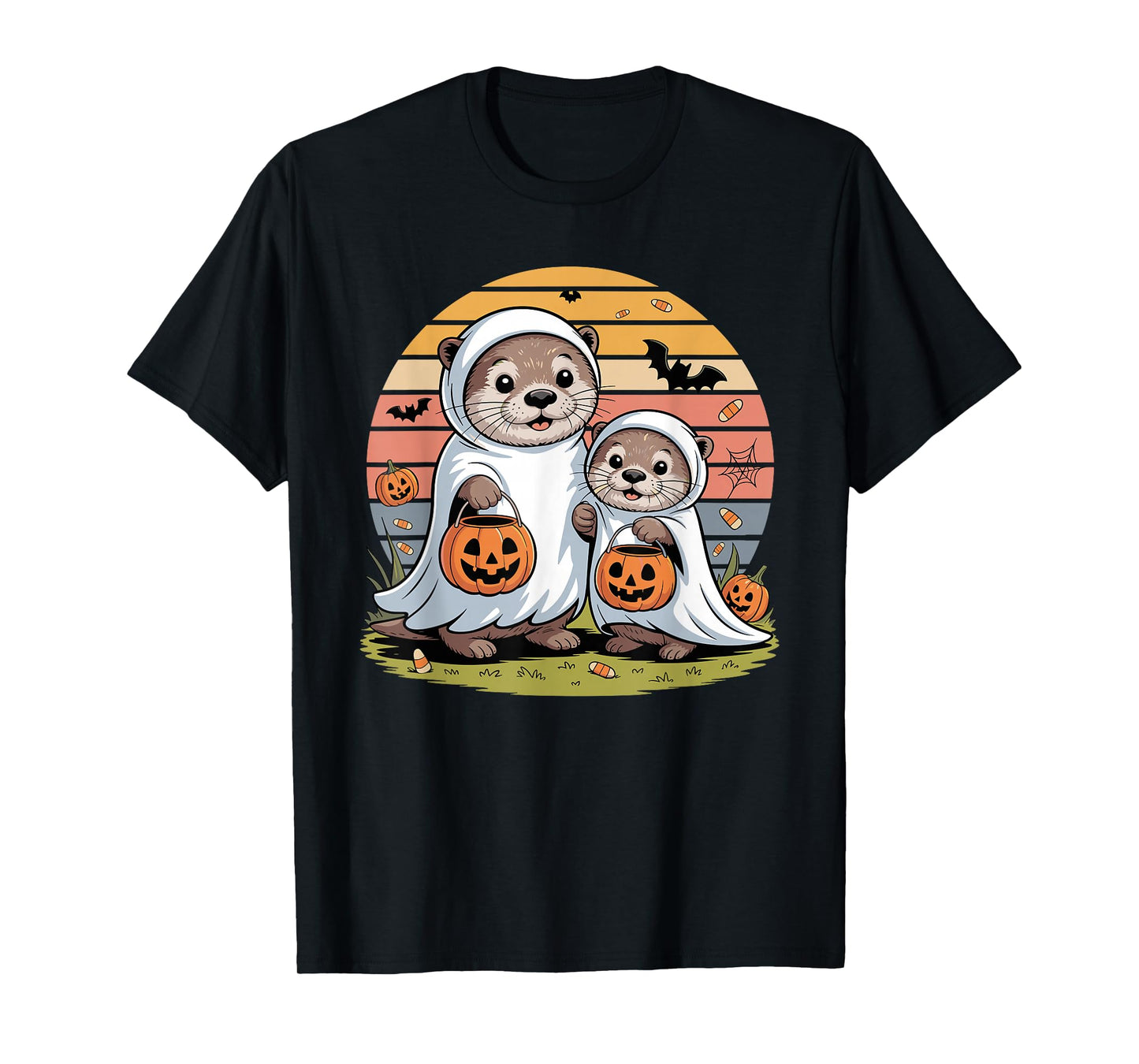 Halloween Sea Otter Ghost Pumpkin T-Shirt