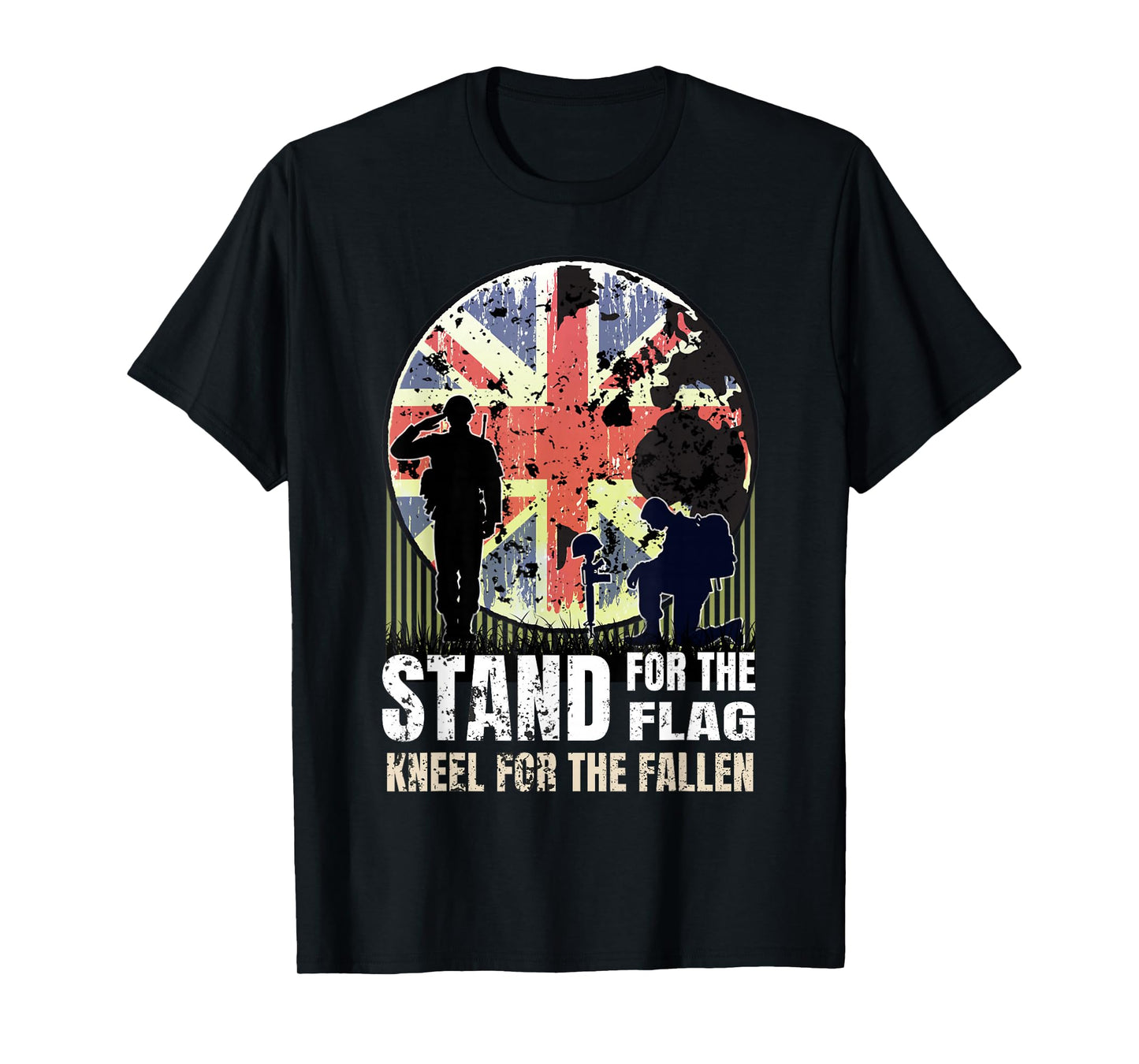 Stand for The Flag Kneel for The Fallen British Army Veteran T-Shirt