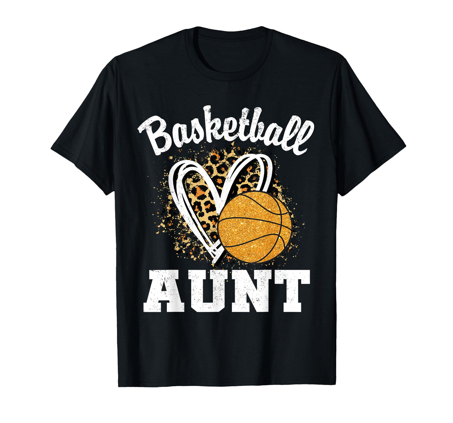 Basketball Aunt Leopard Heart T-Shirt