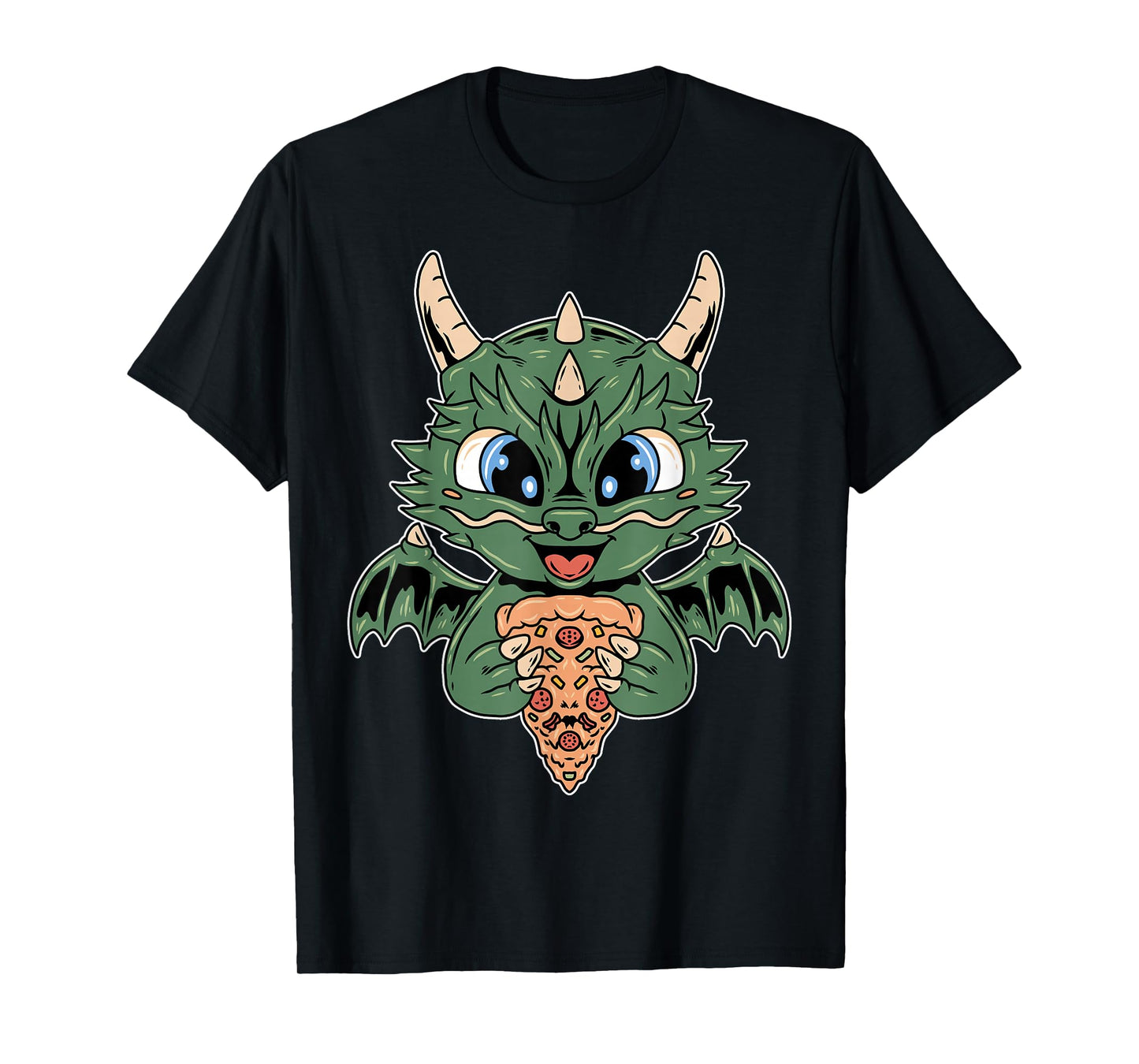 Mythical Kawaii Dragon Wings Pizza Fantasy T-Shirt