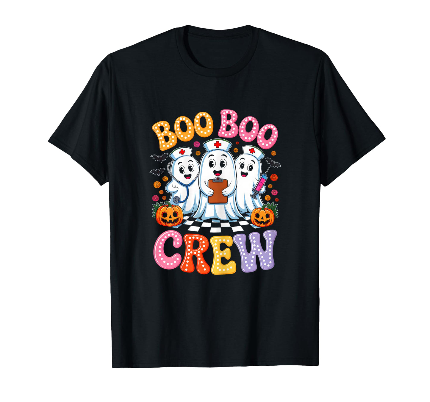 Groovy Boo Boo Crew Funny Halloween Ghost for Nurse Women T-Shirt