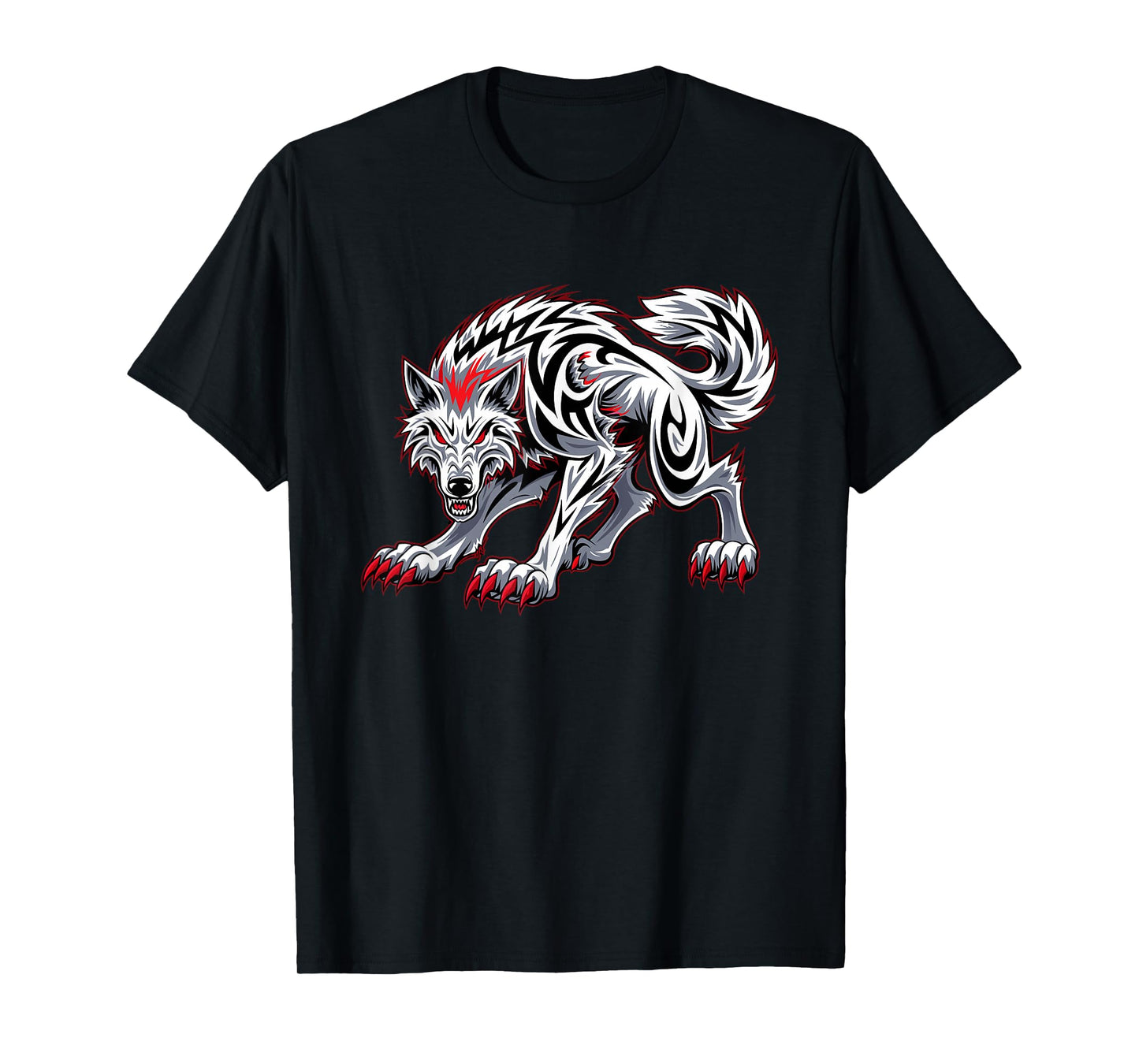 Funny Black Aggressive Wolf Red Eyes Werewolf T-Shirt